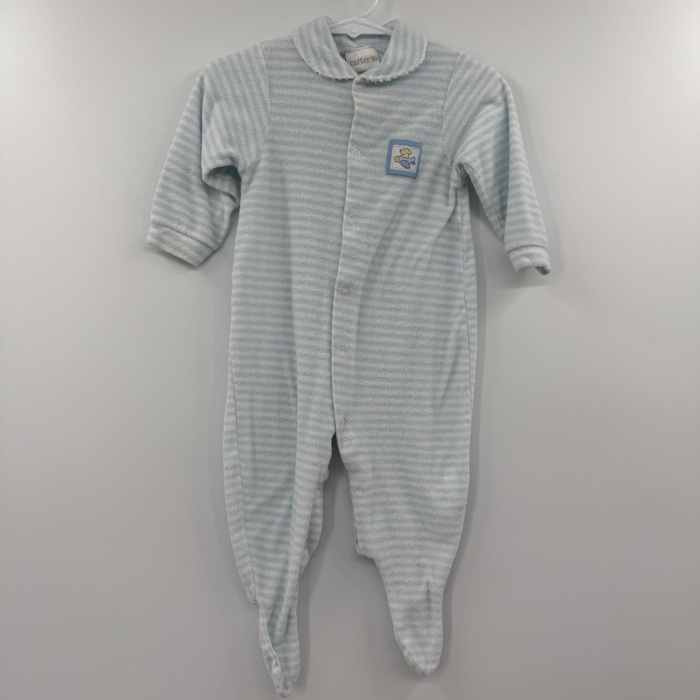 Vintage Carter's TerryCloth Baby Boys Sleeper w/ dog airplane 6-9 months